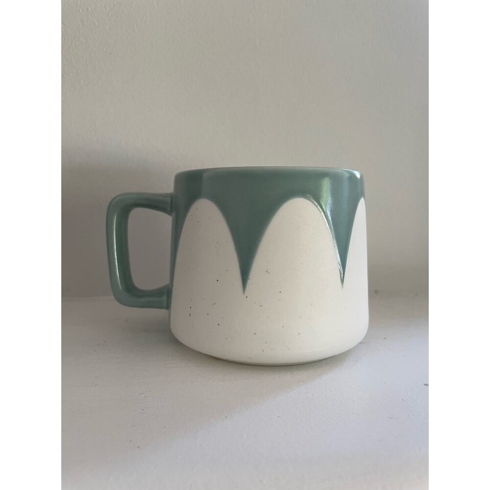 Starbucks retro mug Speckled Drip Ceramic Tapered Pottery Coffee cup teal/White